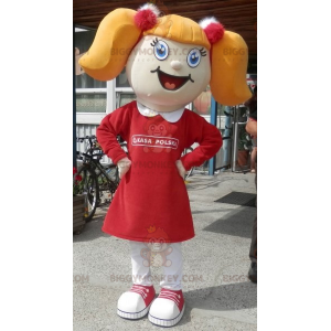 BIGGYMONKEY™-mascottekostuum voor blond meisje met staartjes en