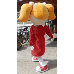 Fantasia de mascote loira BIGGYMONKEY™ com tranças e vestido –