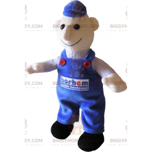 Snemand BIGGYMONKEY™ maskotkostume klædt i blå overalls. mekaniker - Mænds maskoter - BIGGYMONKEY_06804 - BiggyMonkey.com