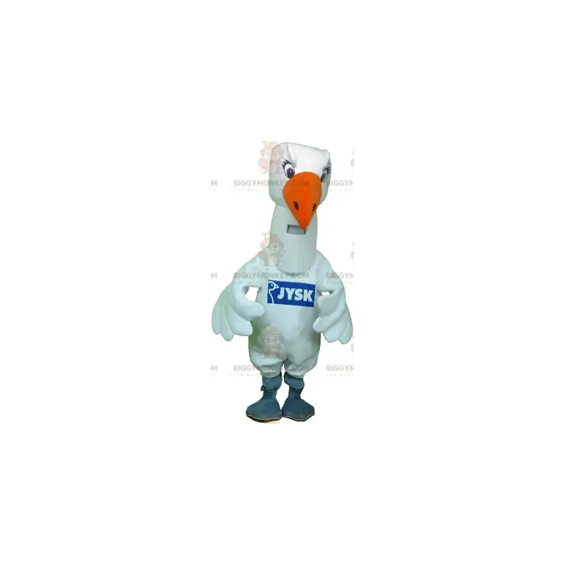 BIGGYMONKEY™ Disfraz de mascota de gaviota cisne pájaro blanco BIGGYMONKEY™ Disfraz de mascota de gaviota cisne pájaro blanco