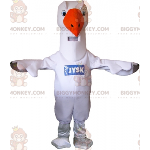Στολή μασκότ με γιγάντια λευκή χήνα γλάρου BIGGYMONKEY™ -