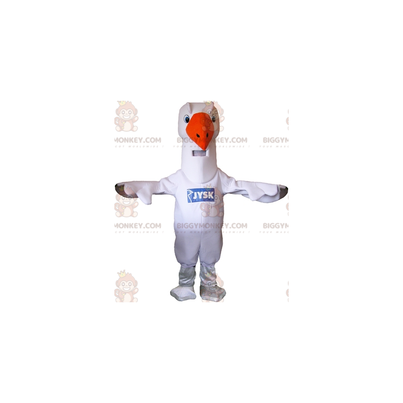 Costume de mascotte BIGGYMONKEY™ de mouette de cygne d'oie Costume de mascotte BIGGYMONKEY™ de mouette de cygne d'oie