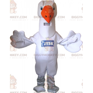Στολή μασκότ με γιγάντια λευκή χήνα γλάρου BIGGYMONKEY™ -