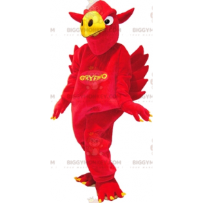 Disfraz de mascota BIGGYMONKEY™ de grifo rojo y amarillo.
