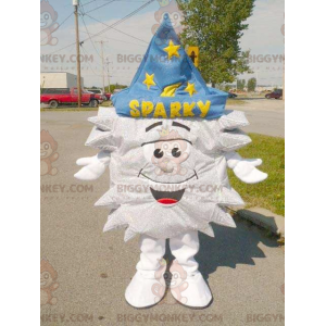 Silver Star BIGGYMONKEY™ Mascot Costume with Wizard Hat –