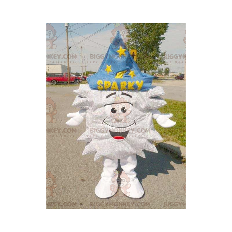 Silver Star BIGGYMONKEY™ maskotkostume med troldmandshat - Silver Star BIGGYMONKEY™ maskotkostume med troldmandshat -