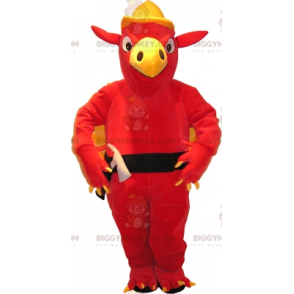 BIGGYMONKEY™ maskotdrakt av rød og gul gryphon med hjelm og verktøy. Vulture BIGGYMONKEY™ maskotkostyme - BiggyMonkey.com