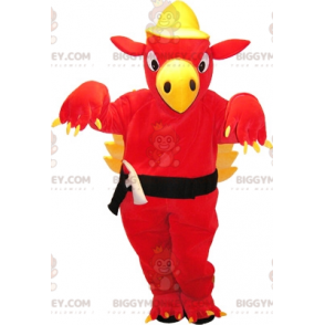 BIGGYMONKEY™ Maskottchenkostüm aus rotem und gelbem Greif mit