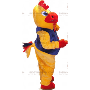 BIGGYMONKEY™ Yellow and Red Rooster Hen Bird Mascot Costume