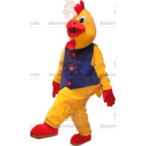 BIGGYMONKEY™ Yellow and Red Rooster Hen Bird Mascot Costume