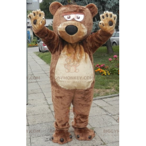 Měkký a roztomilý kostým maskota obřího hnědého medvěda