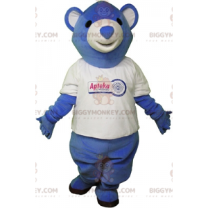 Kostým maskota modrobílého medvídka BIGGYMONKEY™. Modrý a bílý