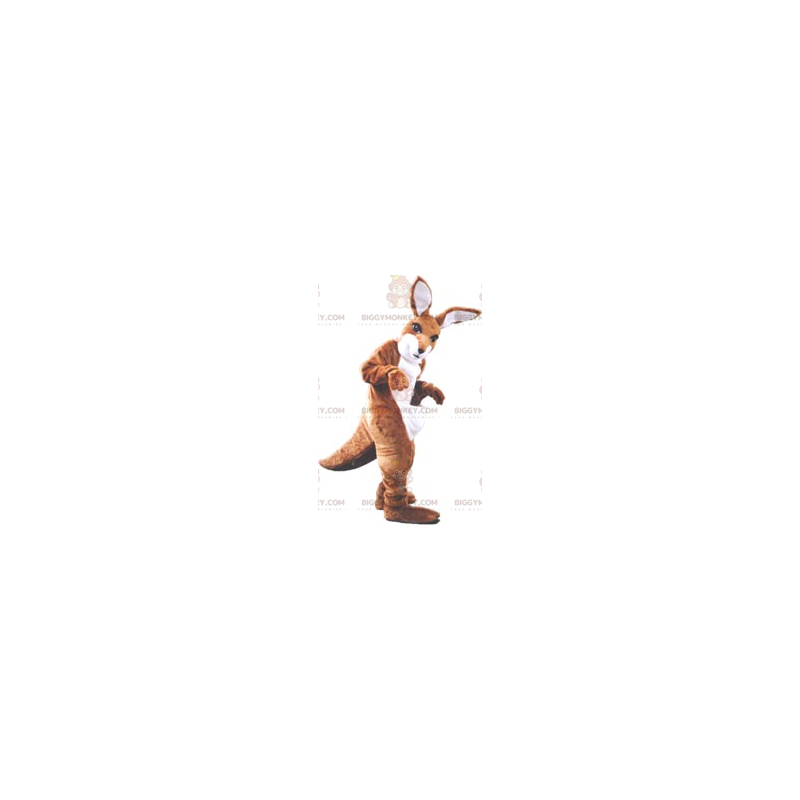 Braun-weißes Känguru BIGGYMONKEY™ Maskottchen-Kostüm -