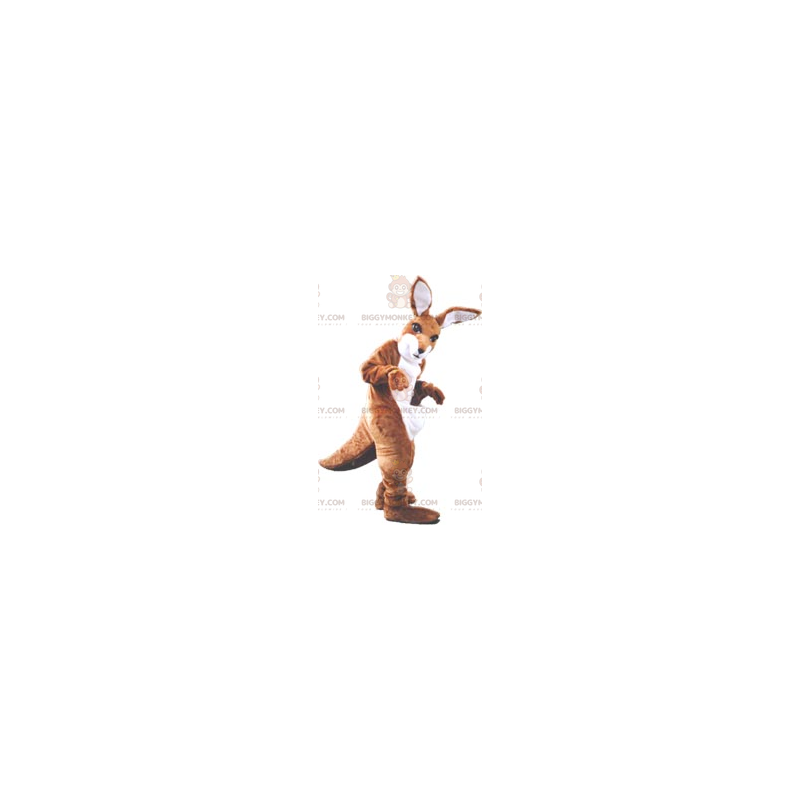Brązowo-biały kostium maskotki kangura BIGGYMONKEY™ - Brązowo-biały kostium maskotki kangura BIGGYMONKEY™ -