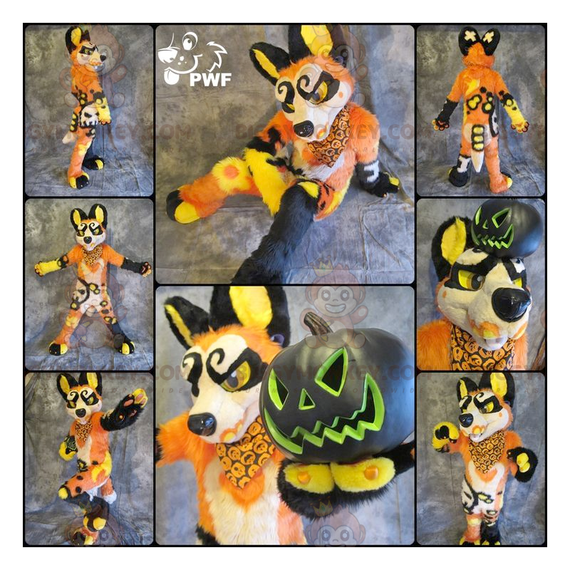 Disfraz de mascota de perro muy original BIGGYMONKEY™ naranja Disfraz de mascota de perro muy original BIGGYMONKEY™ naranja