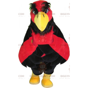 BIGGYMONKEY™ rød sort og gul fuglegribmaskotkostume. kæmpe ørn