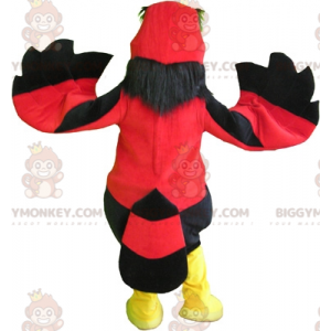 BIGGYMONKEY™ Rot-Schwarz-Gelbes Vogelgeier-Maskottchen-Kostüm.
