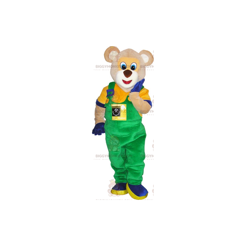 BIGGYMONKEY™ Costume da mascotte Orso beige vestito con abiti BIGGYMONKEY™ Costume da mascotte Orso beige vestito con abiti