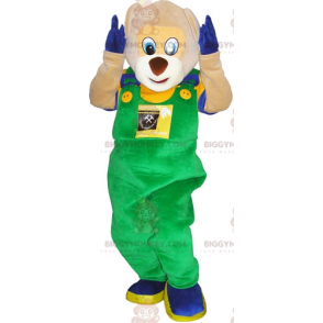 Kostým BIGGYMONKEY™ Maskot Béžový medvěd v barevném oblečení –