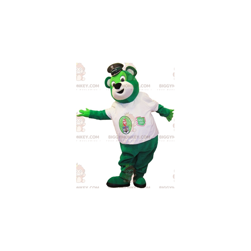 Στολή μασκότ Green Bear BIGGYMONKEY™ με αστυνομικό καπέλο - Μασκότ αρκούδας - BIGGYMONKEY_06825 - BiggyMonkey.com