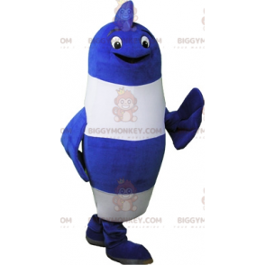 Velmi zábavný kostým modrobílé ryby BIGGYMONKEY™ maskota - Rybí maskoti - BIGGYMONKEY_06827 - BiggyMonkey.com