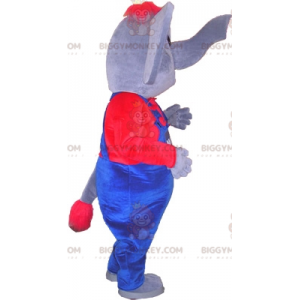 Gray and Red Elephant BIGGYMONKEY™ Mascot Costume Dressed in