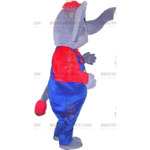 Gray and Red Elephant BIGGYMONKEY™ Mascot Costume Dressed in