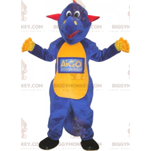 BIGGYMONKEY™ Röd Gul och Blå Drake Dinosaur Mascot Kostym -