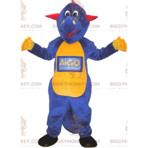 BIGGYMONKEY™ Rood, Geel en Blauw Draak Dinosaurus Mascotte Kostuum - Dragon mascotte - BIGGYMONKEY_06829 - BiggyMonkey.com