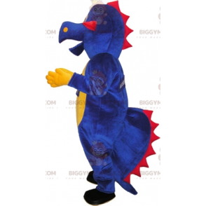 BIGGYMONKEY™ Rood, Geel en Blauw Draak Dinosaurus Mascotte Kostuum - Dragon mascotte - BIGGYMONKEY_06829 - BiggyMonkey.com