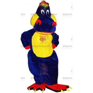 BIGGYMONKEY™ maskotdräkt av röd, gul och blå drake. Dinosaur