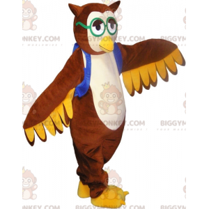 Brown Owl Owl Mascot Costume BIGGYMONKEY™ with Glasses –