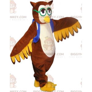 Costume da mascotte gufo gufo marrone BIGGYMONKEY™ con occhiali