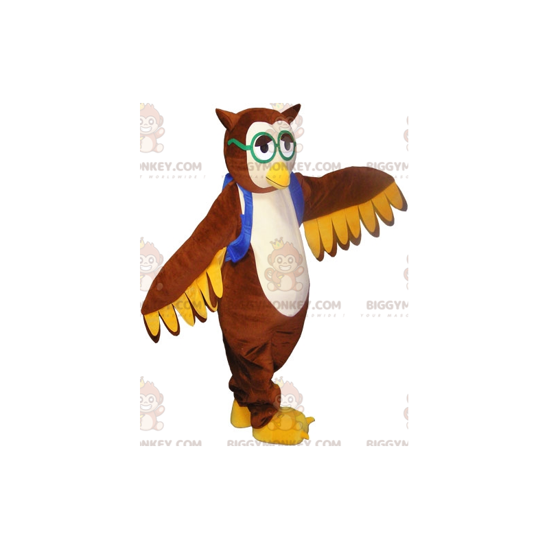 Fantasia de mascote de coruja marrom BIGGYMONKEY™ com óculos – Fantasia de mascote de coruja marrom BIGGYMONKEY™ com óculos –