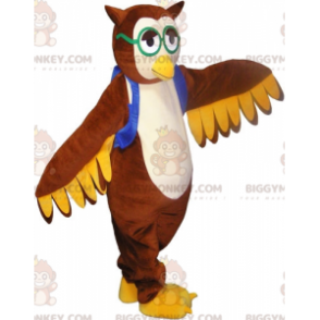 Costume de mascotte BIGGYMONKEY™ de hibou de chouette marron avec des lunettes - Mascotte d'oiseaux - BiggyMonkey.com
