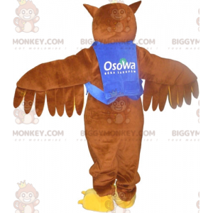 Costume de mascotte BIGGYMONKEY™ de hibou de chouette marron avec des lunettes - Mascotte d'oiseaux - BiggyMonkey.com
