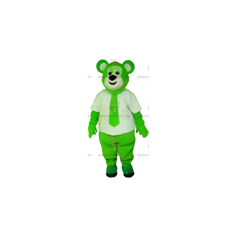Costume da mascotte dell'orso verde BIGGYMONKEY™ vestito di Costume da mascotte dell'orso verde BIGGYMONKEY™ vestito di