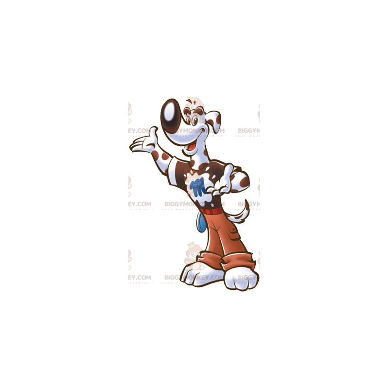 White and Brown Dog BIGGYMONKEY™ Mascot Costume. dog costume -