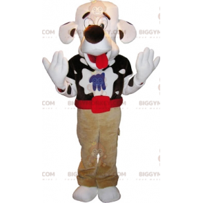 White and Brown Dog BIGGYMONKEY™ Mascot Costume. dog costume -