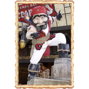 Pirate BIGGYMONKEY™ Mascot Costume in Traditional White and Red