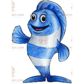 Zeer succesvol mascottekostuum van gigantische blauwe en witte vis BIGGYMONKEY™ - Vis mascottes - BiggyMonkey.com
