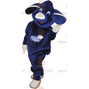Costume de mascotte BIGGYMONKEY™ d'éléphant bleu et blanc doux