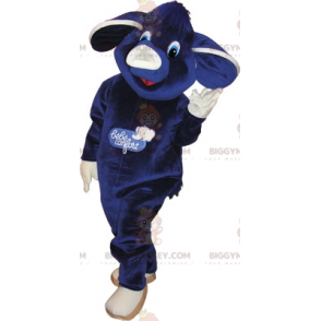 Blød og sød blå og hvid elefant BIGGYMONKEY™ maskotkostume -