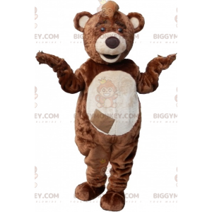 Καφέ και Λευκή Στολή μασκότ Teddy BIGGYMONKEY™ με λοφίο -