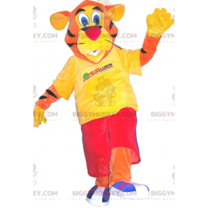 BIGGYMONKEY™ Tiger maskot kostume iklædt sportstøj. tiger
