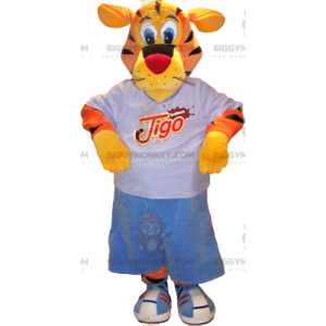 BIGGYMONKEY™ basketball tiger mascot costume. Sports Tiger