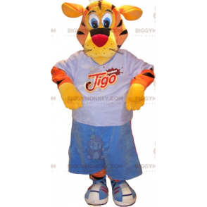 BIGGYMONKEY™ Basketball-Tiger-Maskottchen-Kostüm. Sport Tiger