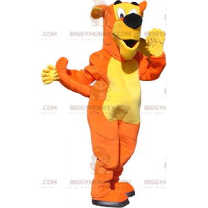 Orange und gelber Riesenhund BIGGYMONKEY™ Maskottchen-Kostüm.