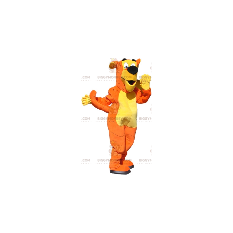 Costume de mascotte BIGGYMONKEY™ de chien géant orange et Costume de mascotte BIGGYMONKEY™ de chien géant orange et