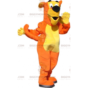 Πορτοκαλί και κίτρινο γίγαντας σκύλου BIGGYMONKEY™ μασκότ στολή. στολή σκύλου - Μασκότ σκυλιών - BiggyMonkey.com